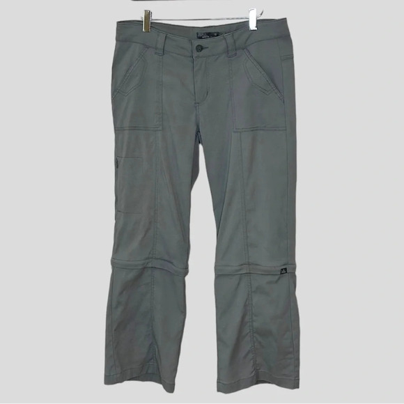 PRANA Hiking Pants Monarch Gray Straight Leg Convertible Sporty Casual, Size 10 - Picture 1 of 15